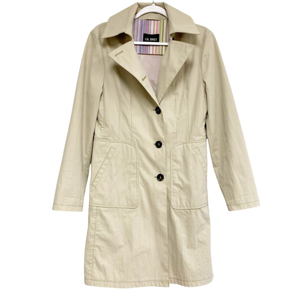 Vintage Gil Bret Womens Size 8 Tan Trench Coat Jacket